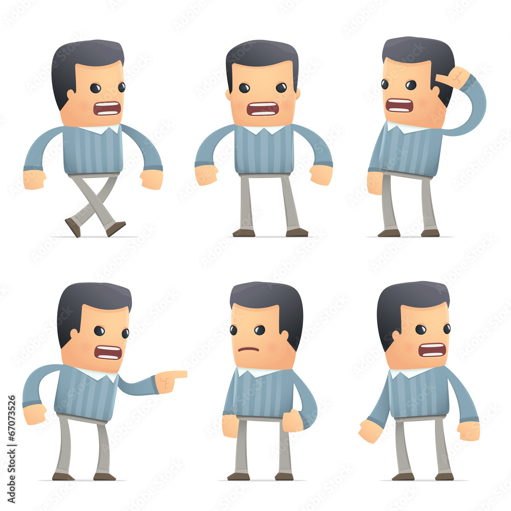 set of customer character in different poses set of customer character in different poses