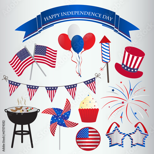 Icons design for 4th of July: Independence day