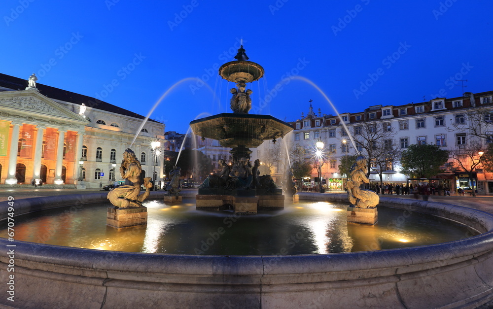Fountain at Rossio square, Lisbon
