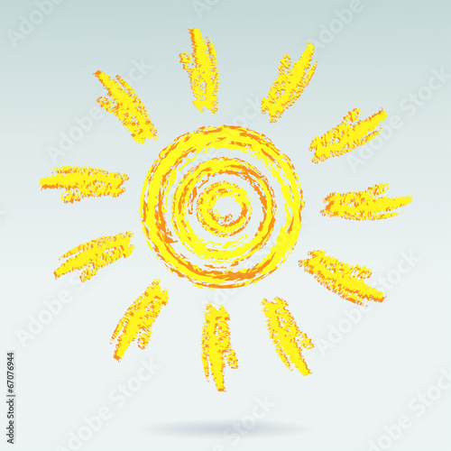 Ink sun on light blue background