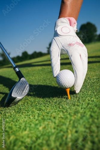 Close-up hand hold golf ball