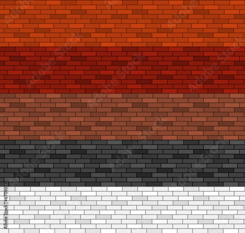 Seamless brick pattern in 5 colors