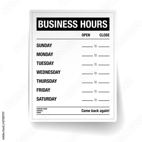 Business hours vector template