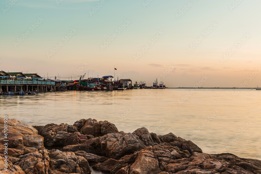 sunset on ang sila fishing villages in thailand