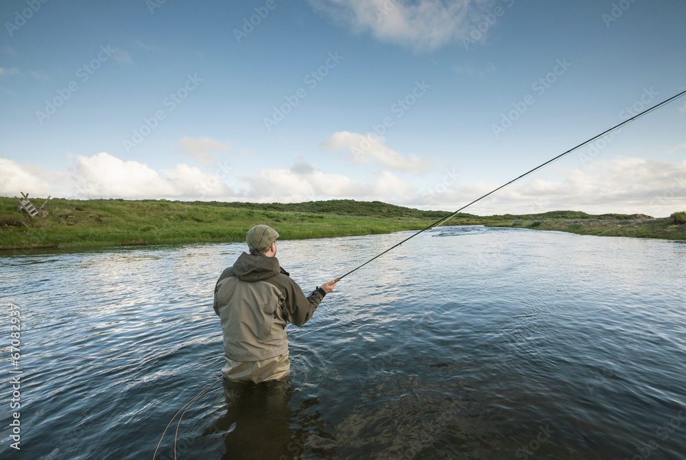 Flyfisherman casting