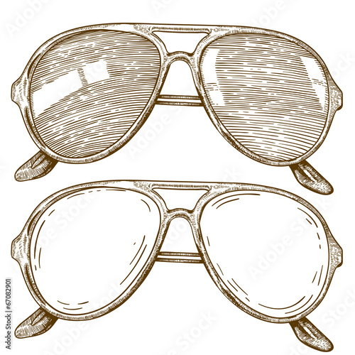 engraving illustration of sunglasses