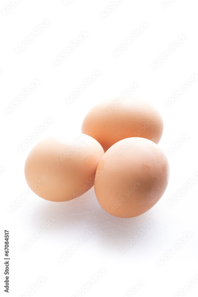 Three eggs isolated on white background. Three eggs isolated on white background.