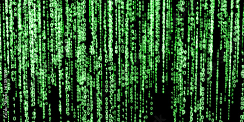 Green binary code on black background