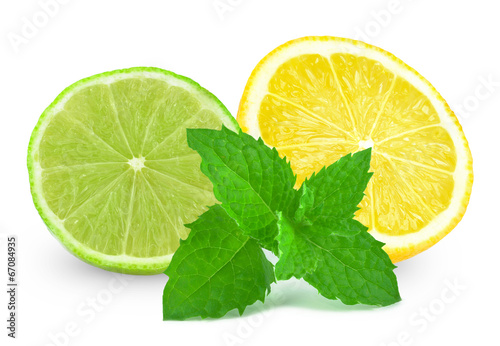 lime with lemon and mint