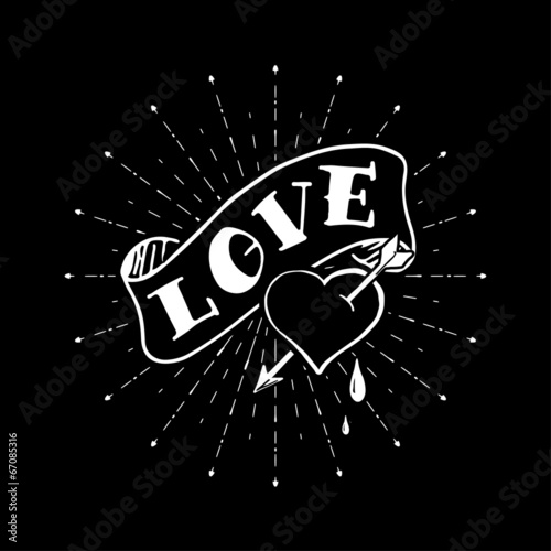 Hand drawn love poster on t...