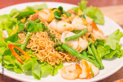 Noodle spicy Stir Fried with Seafood