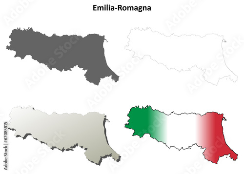 Emilia-Romagna blank detailed outline map set
