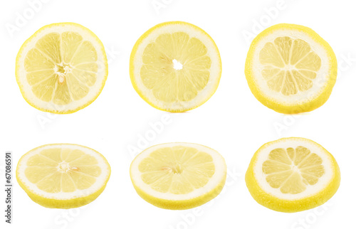 Round lemon slices isolated