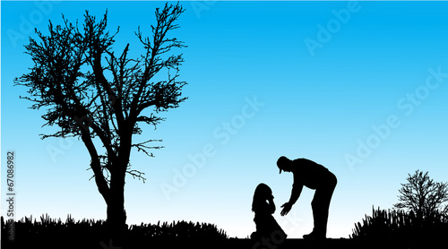Vector silhouette of family.