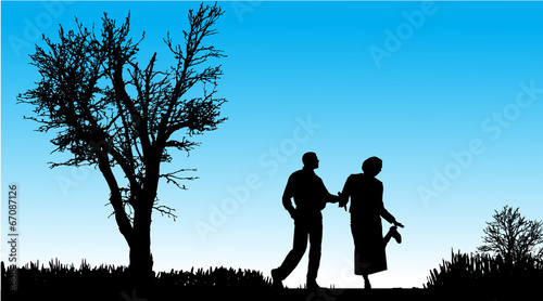 Vector silhouette of couple.