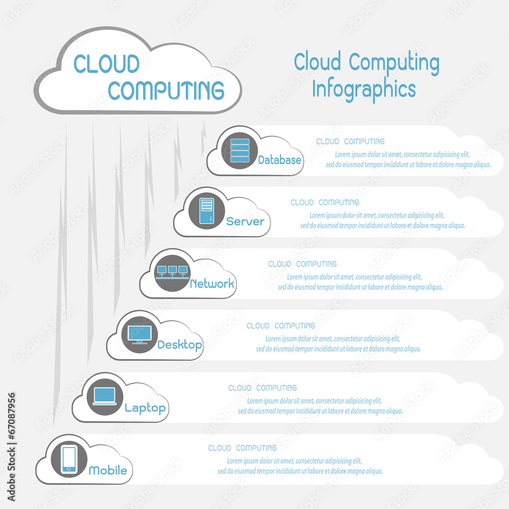 Naklejka premium Communication through cloud computing info graphics