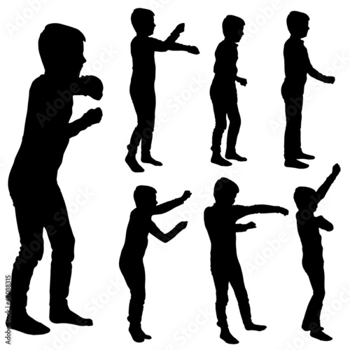 Vector silhouette of boy.