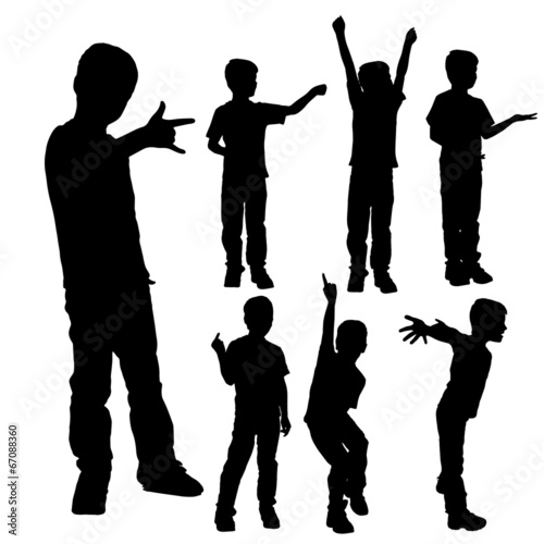 Vector silhouette of boy.