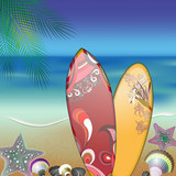 surfboards on summer beach