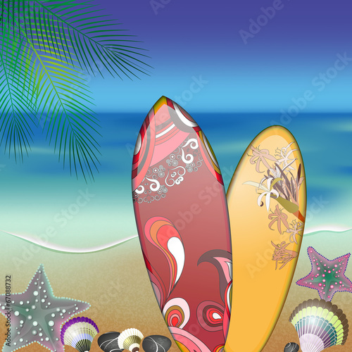 surfboards on summer beach