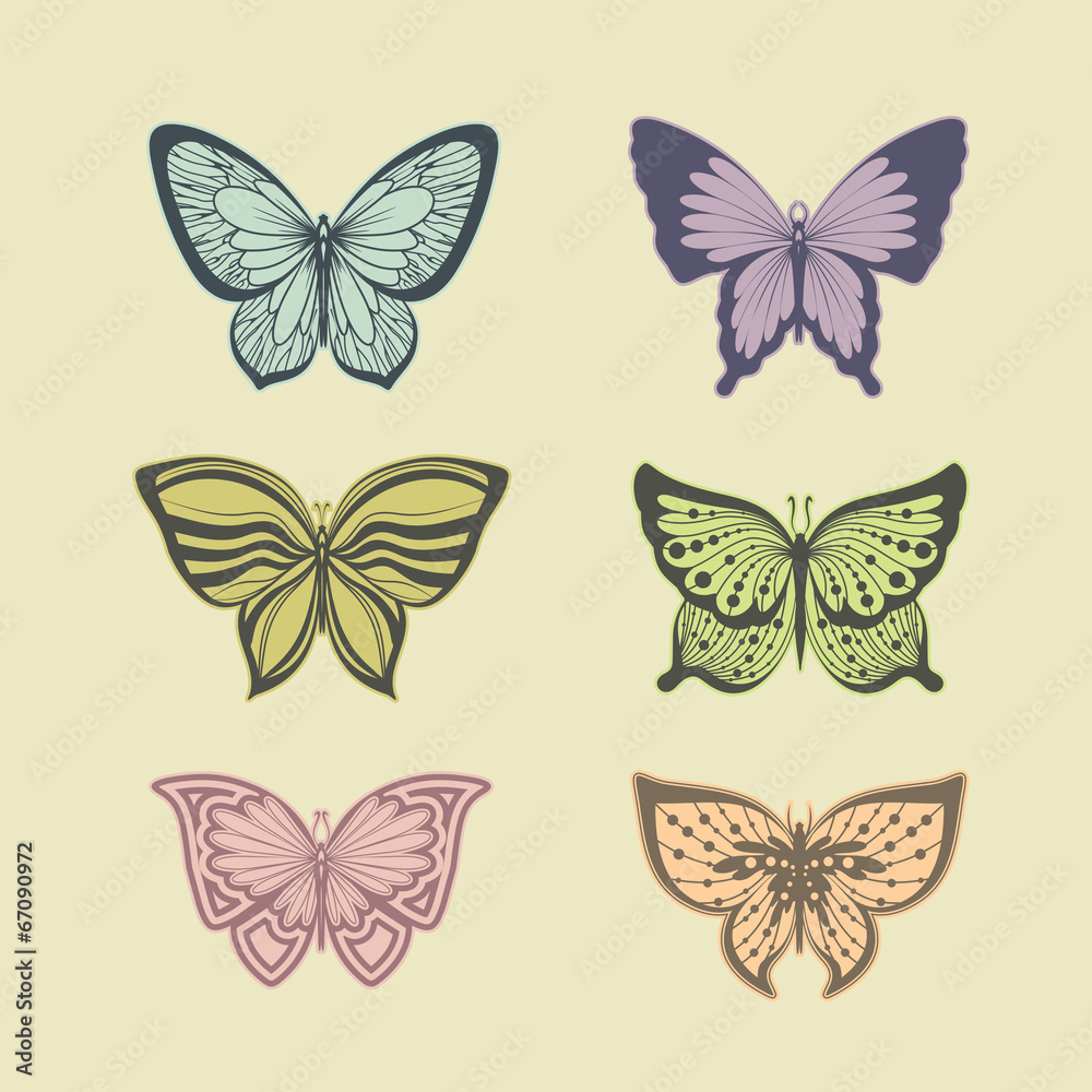 set of butterflies set of butterflies