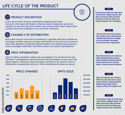 Editable template - product lifecycle- charts, diagrams,  icons