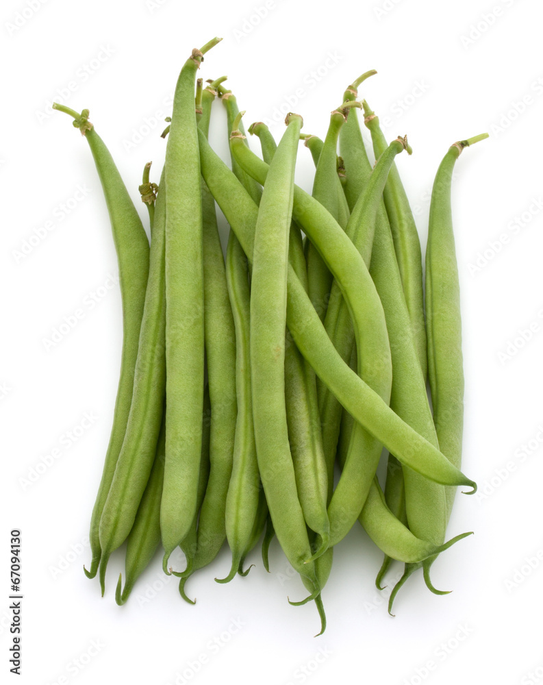 Green beans handful isolated on white background cutout Green beans handful isolated on white background cutout