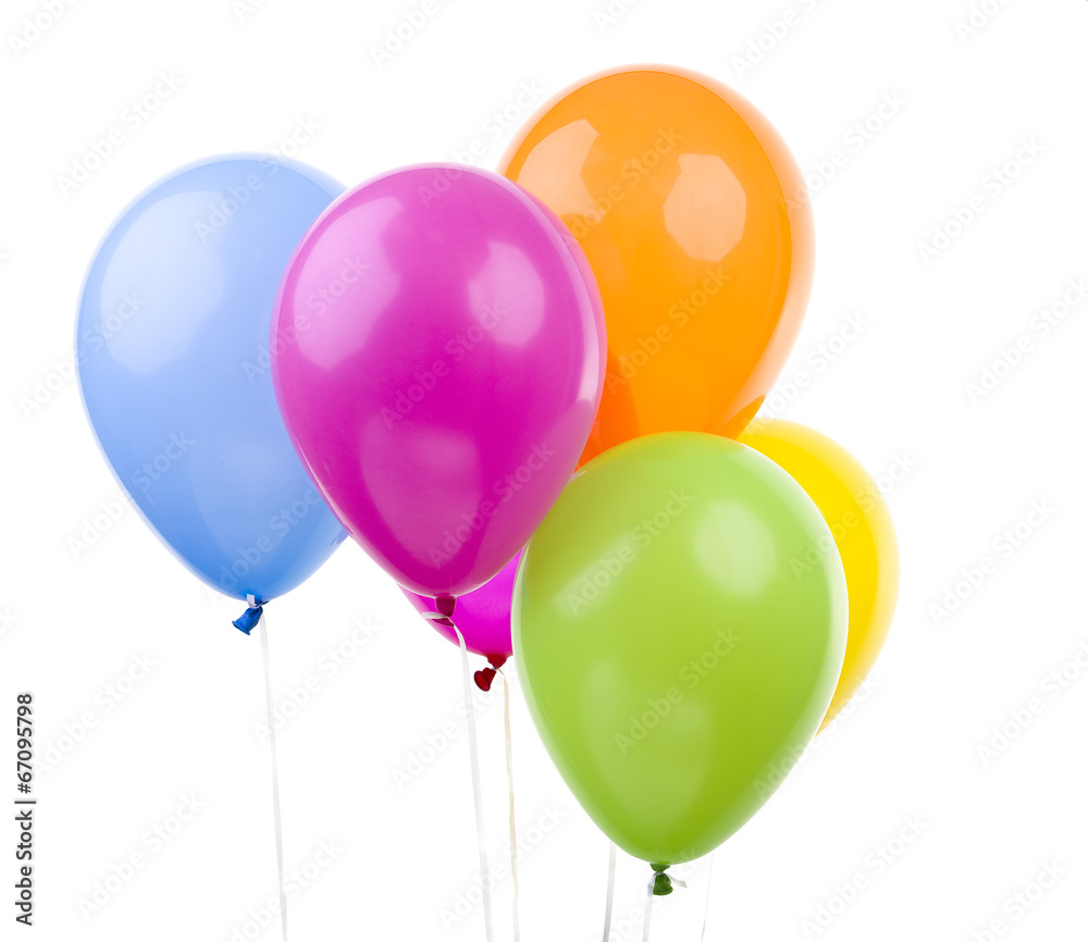 Colorful Balloons on White Background - obrazy, fototapety, plakaty 