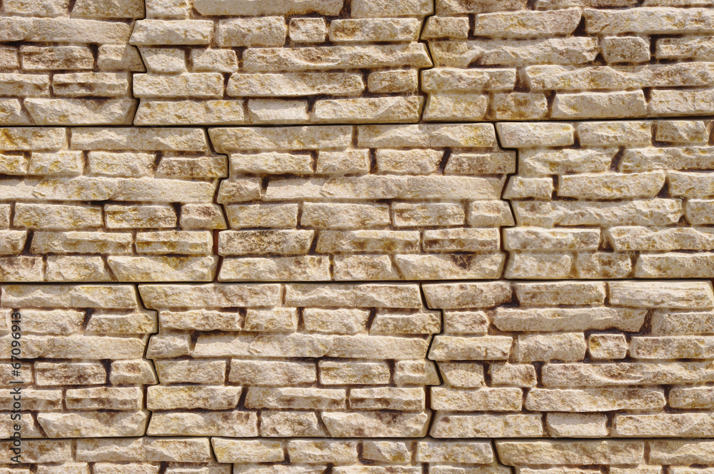 Slabs imitation stone on wall closeup