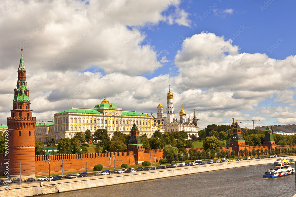 Historic buildings of the Kremlin, view from the river.