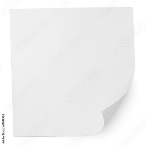 Square blank sheet of paper isolated on white with clipping path