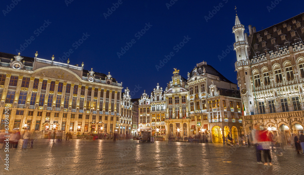 Brussels -  The Grote markt square at dusk.