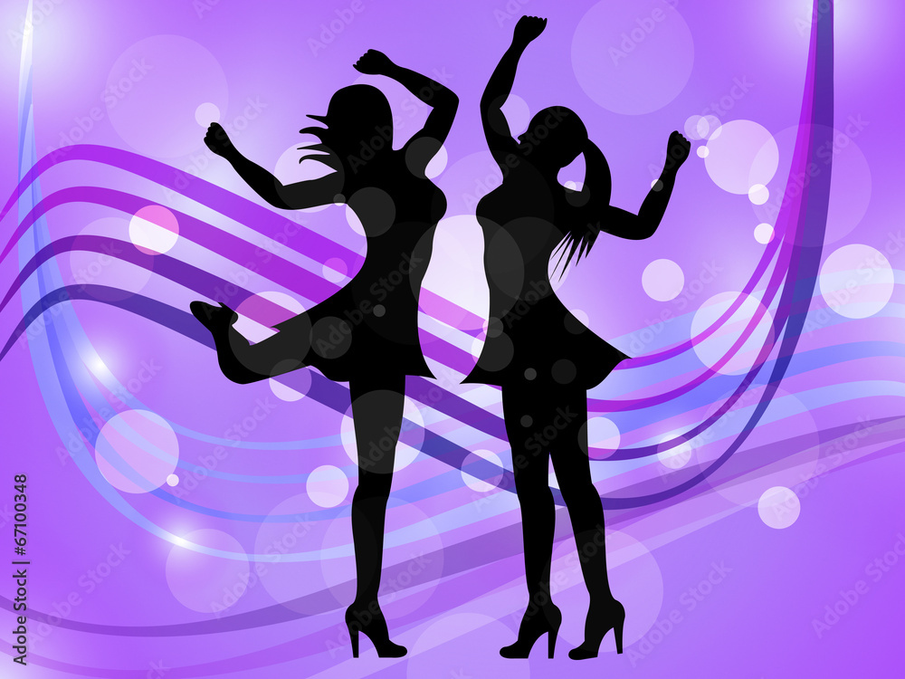 Dancing Women Represents Disco Music And Adult