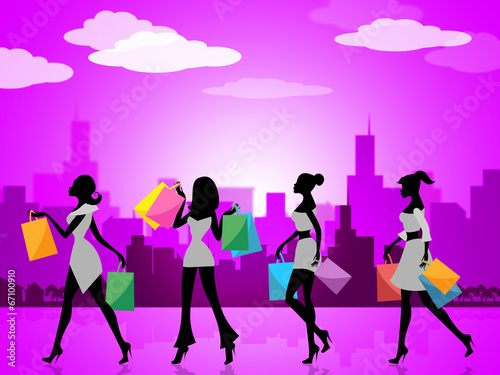 City Shopping Indicates Commercial Activity And Buying