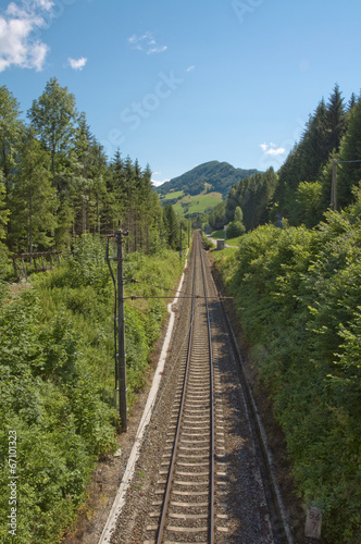 Rail Track along the river Enns valley in Upper Austria.