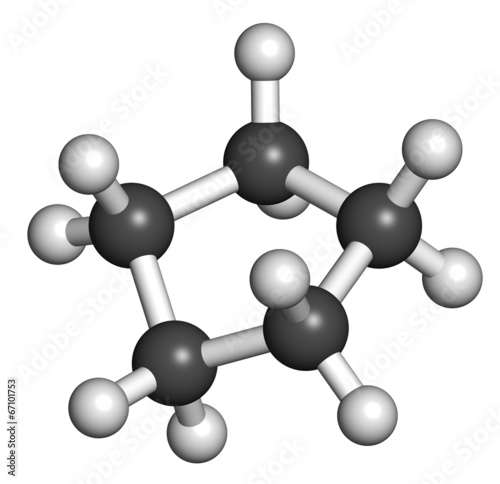 Cyclopentane cycloalkane molecule. Used in refrigerators. photo