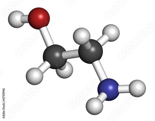 Ethanolamine (2-aminoethanol) molecule. photo