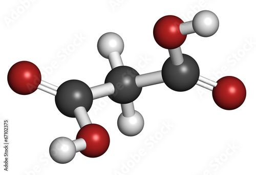 Malonic acid organic dicarboxylic acid molecule. photo