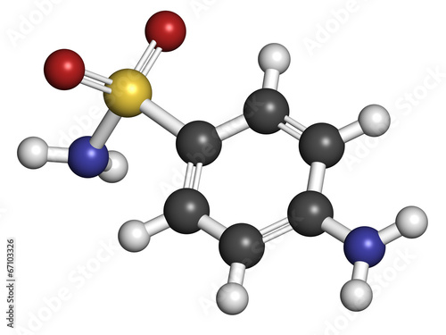 Sulfanilamide (sulphanilamide) sulfonamide antiobiotic molecule. photo
