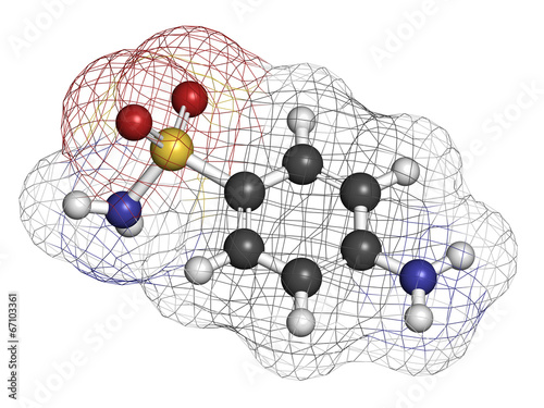 Sulfanilamide (sulphanilamide) sulfonamide antiobiotic molecule. photo