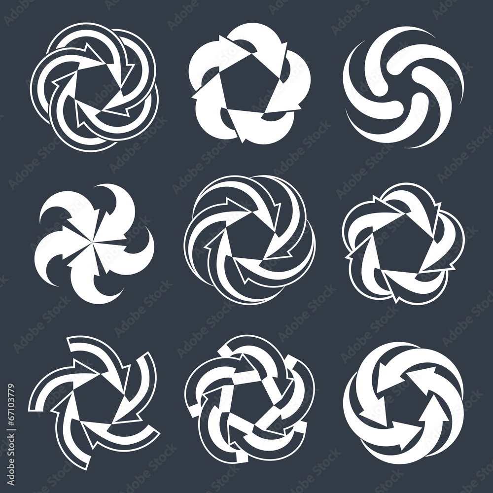 Arrows abstract loop symbols, vector conceptual pictogram templa Arrows abstract loop symbols, vector conceptual pictogram templa