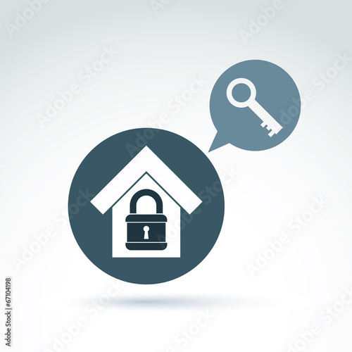 Vector symbol of a house and a key, security conceptual icon.