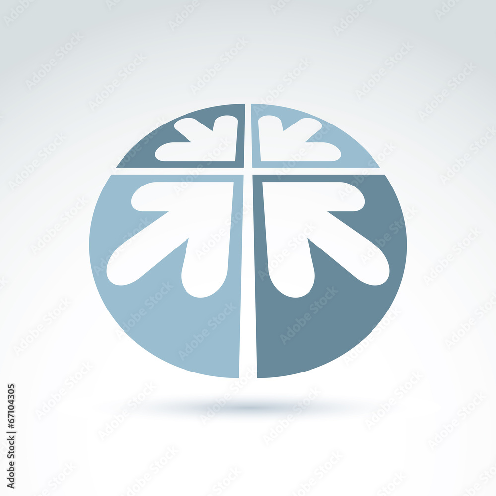 Vector abstract round 3D icon with four arrow, abstract symbol, Vector abstract round 3D icon with four arrow, abstract symbol,