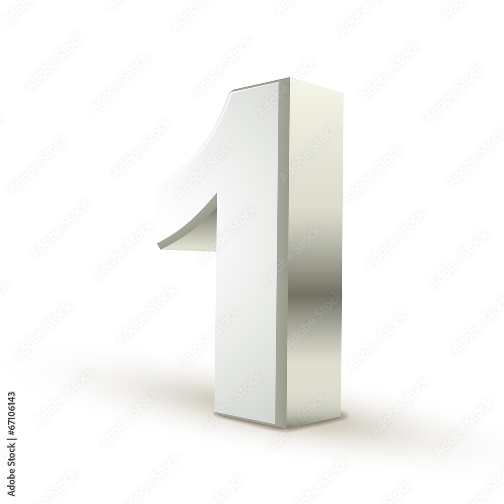 3d shiny silver number 1 3d shiny silver number 1