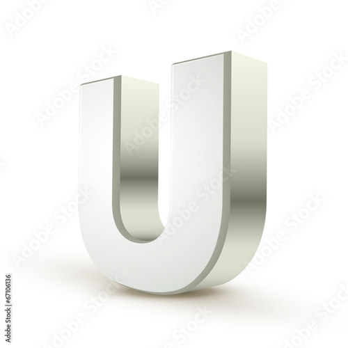 3d alphabet silver U