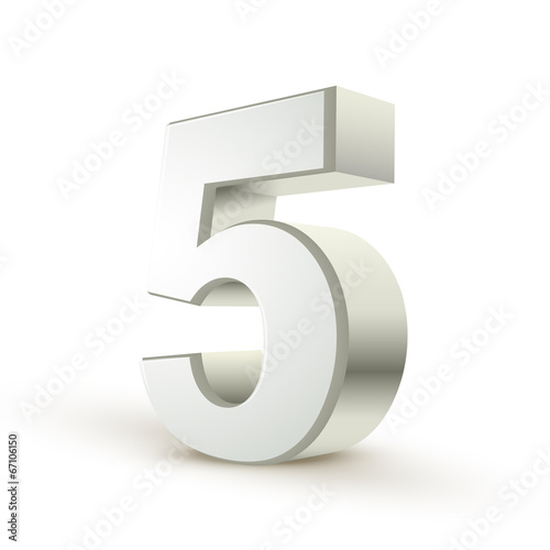 3d shiny silver number 5