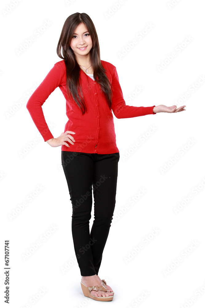Portrait of a young girl showing blank area Portrait of a young girl showing blank area