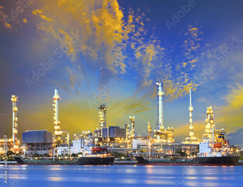 tanker ship and petrochemical oil refinery industry plant with b
