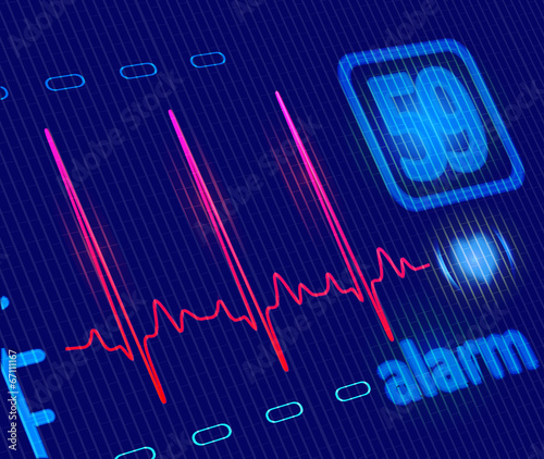 LCD Medical Heart Monitor with ECG wave. Close-up detailed vecto