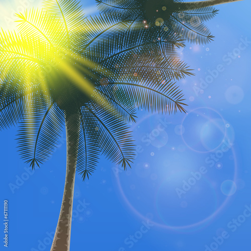 Blue sky with summer sun burst background.